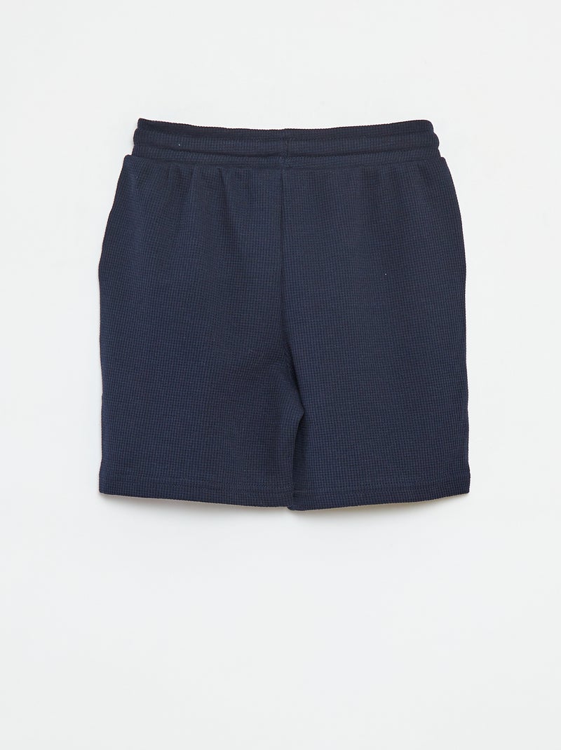 Short uni en maille gaufrée BLEU - Kiabi