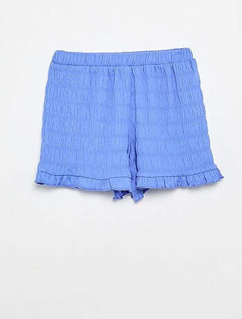 Short uni en maille gaufrée