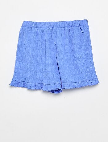 Short uni en maille gaufrée