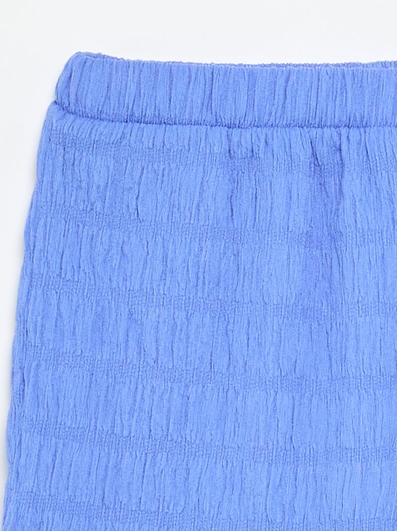 Short uni en maille gaufrée Bleu - Kiabi