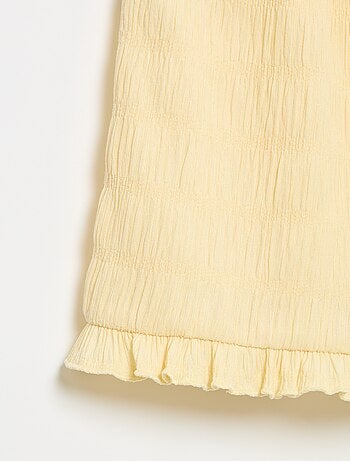 Short uni en maille gaufrée