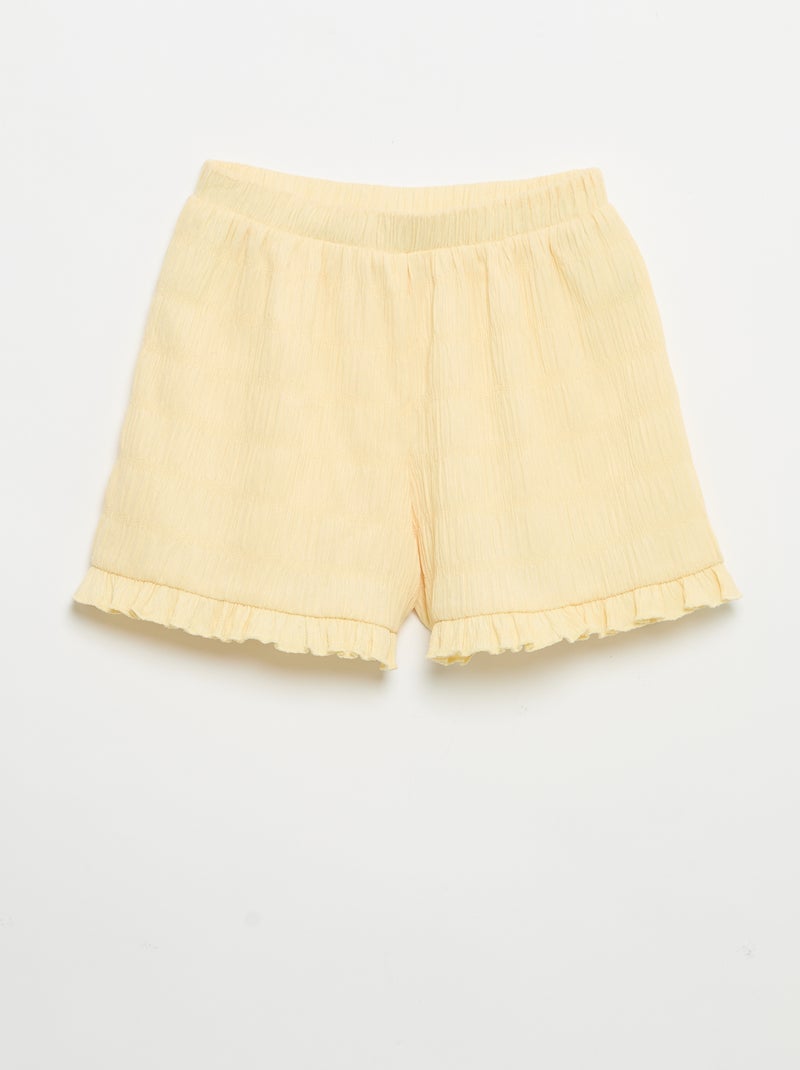 Short uni en maille gaufrée Jaune - Kiabi