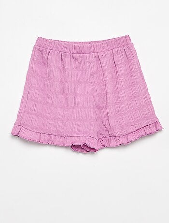 Short uni en maille gaufrée