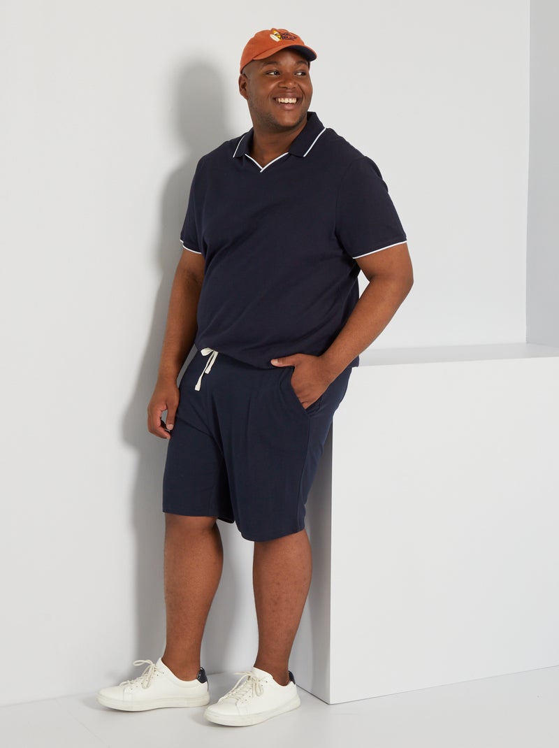 Short uni en molleton bleu - Kiabi
