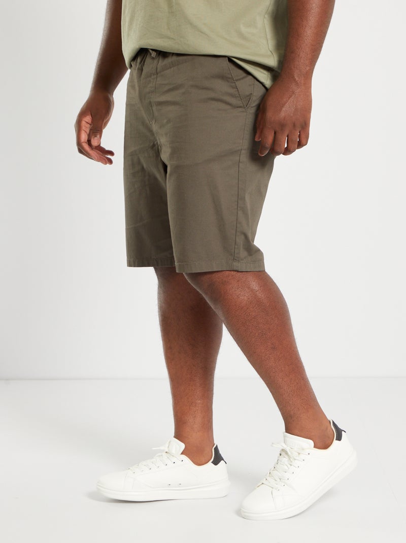 Short uni en twill de coton Kaki - Kiabi
