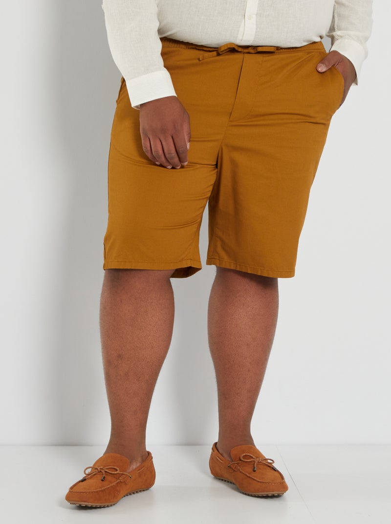 Short uni en twill de coton Marron - Kiabi