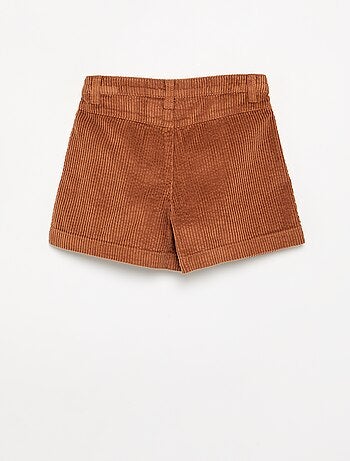 Short uni en velours côtelé