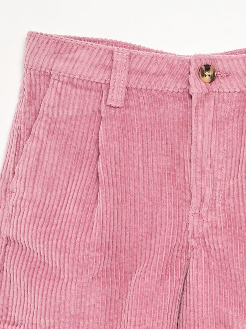 Short uni en velours côtelé Rose - Kiabi