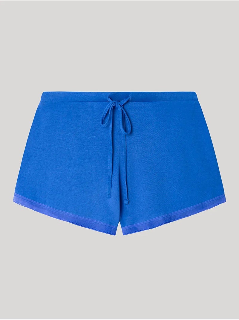 Short uni et ajustable en modal avec détails en dentelle Bleu - Kiabi