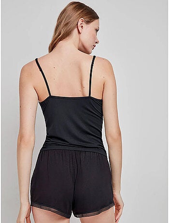 Short uni et ajustable en modal avec détails en dentelle