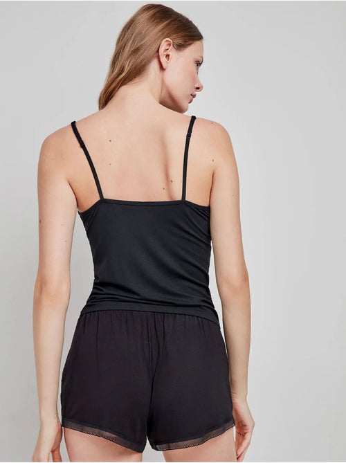 Short uni et ajustable en modal avec détails en dentelle - Kiabi Short uni et ajustable en modal avec détails en dentelle - Kiabi