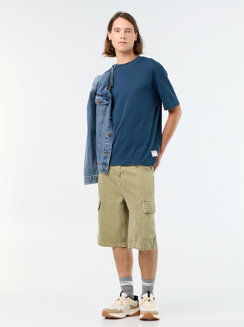 Short uni multipoches Kaki - Kiabi