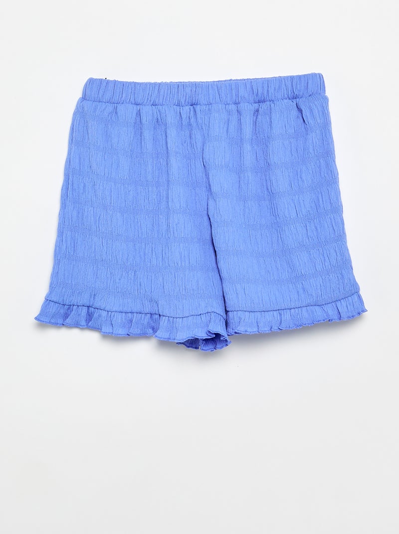 Short unie en maille gaufrée Bleu - Kiabi