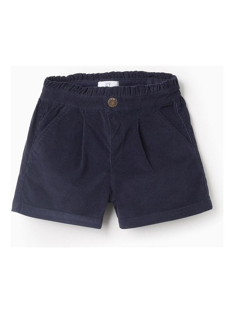 Short velours côtelé, taille réglable NOËL Bleu foncé - Kiabi