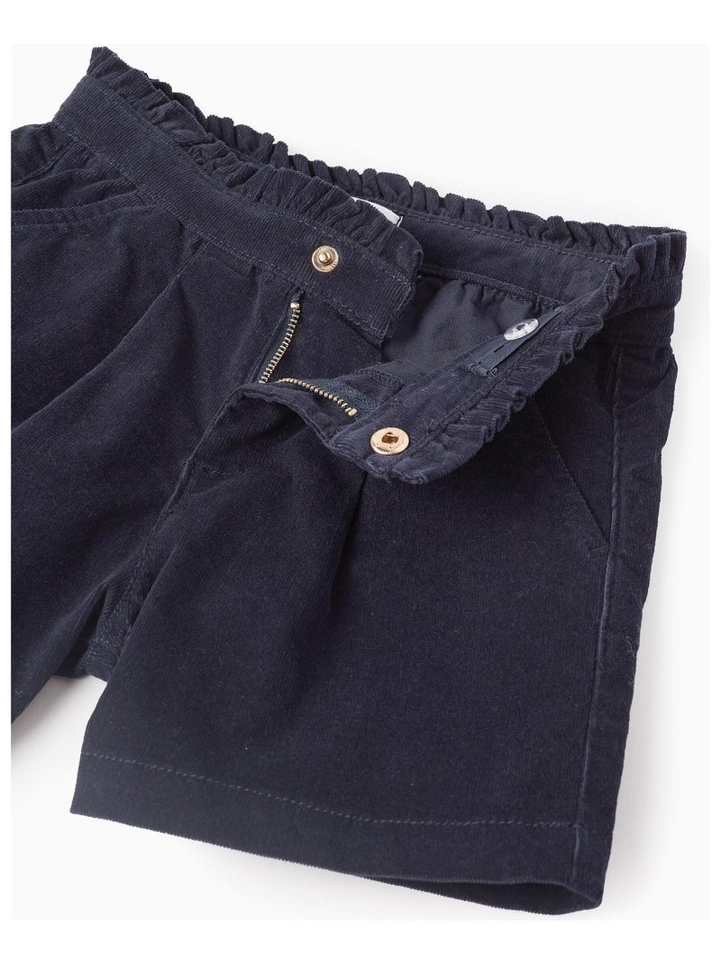 Short velours côtelé, taille réglable NOËL Bleu foncé - Kiabi