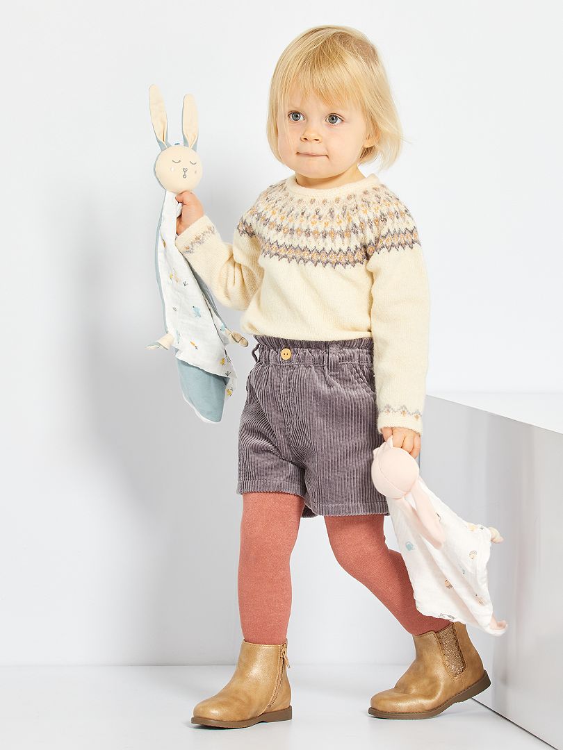 Short velours paper bag gris mauve - Kiabi