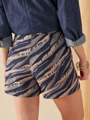 Jupe Zèbre Street One - Jacquard Marron, Mi-longue, Taille 34, Poches Latérales, Fermeture éclair Dos