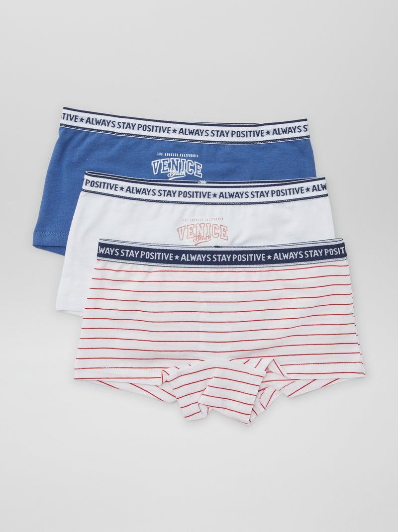 Shorties en jersey - Lot de 3 Bleu/blanc - Kiabi