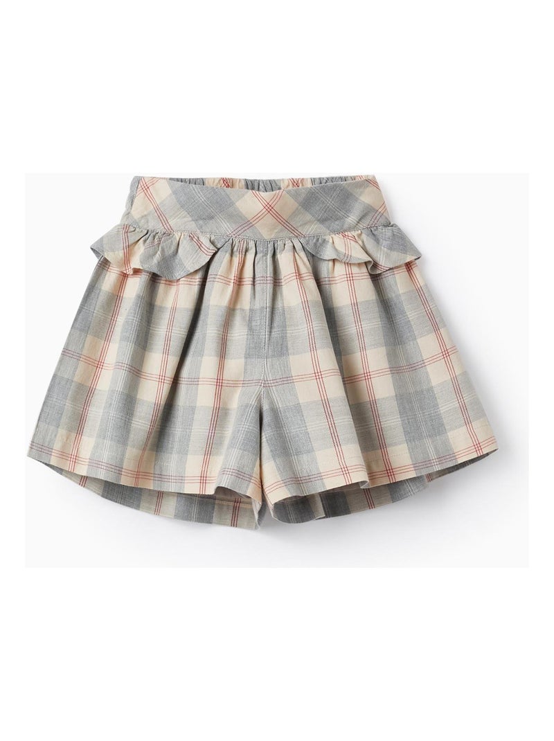 Shorts à carreaux avec volants pour fille 'B&S'   NOËL Gris - Kiabi
