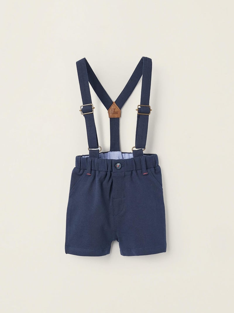 Shorts bleu foncé avec bretelles pour nouveau-né Bleu foncé - Kiabi
