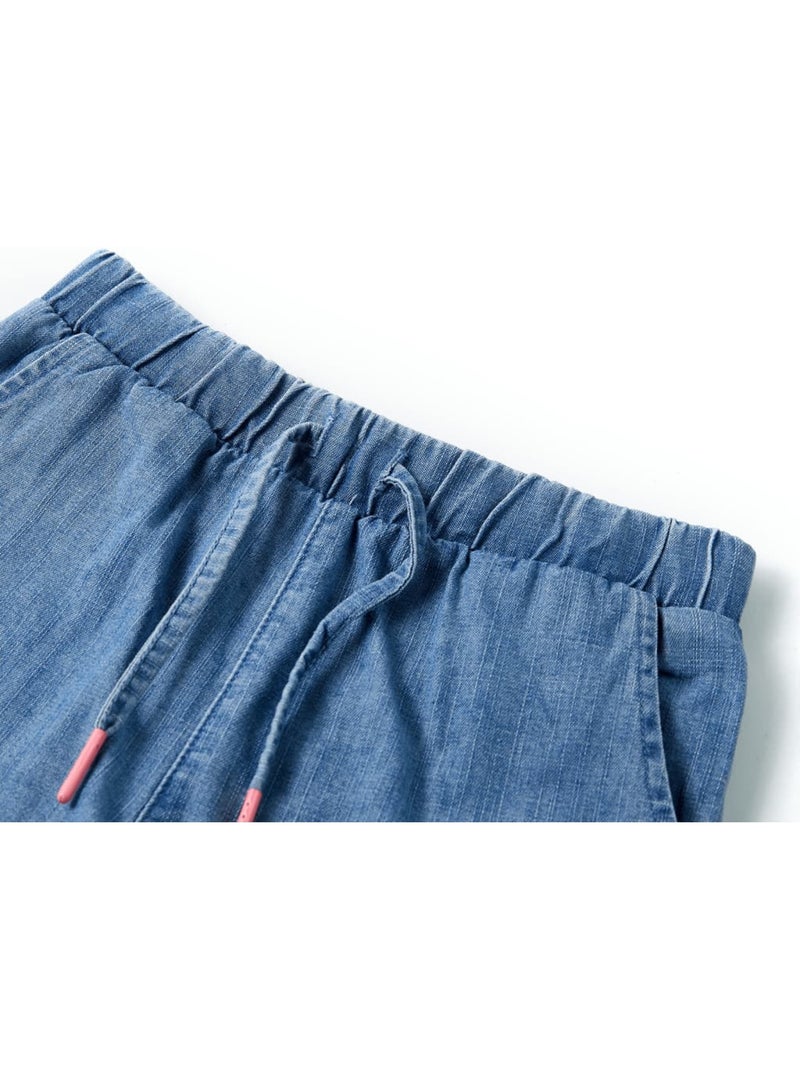 Shorts en coton 100% à taille ajustable élastique - vidaxl Bleu denim - Kiabi