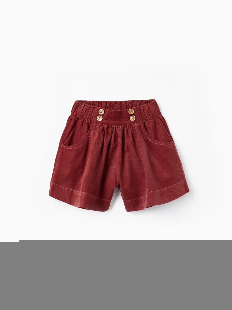 Shorts en velours côtelé de coton pour fille   LITERATURE CLUB Rouge foncé - Kiabi