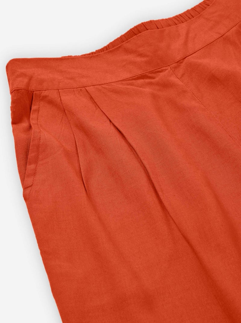 Shorts en Viscose avec Pinces Orange - Kiabi