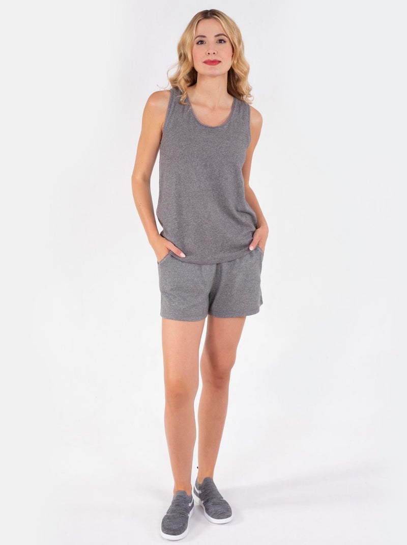 Shorts homewear femme Isotoner Gris chiné - Kiabi
