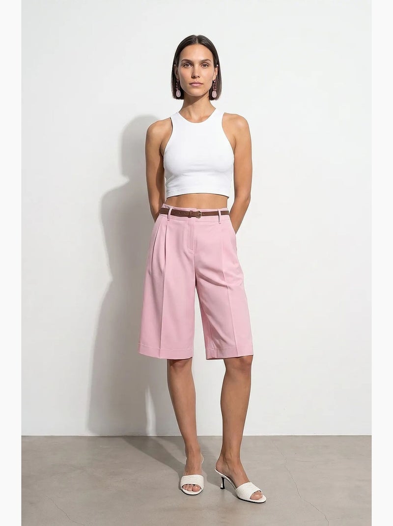Shorts tailleur à taille haute et jambes larges dilvin Rose - Kiabi