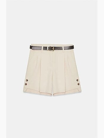 Shorts tailleur en crêpe à taille haute et ceinture dilvin