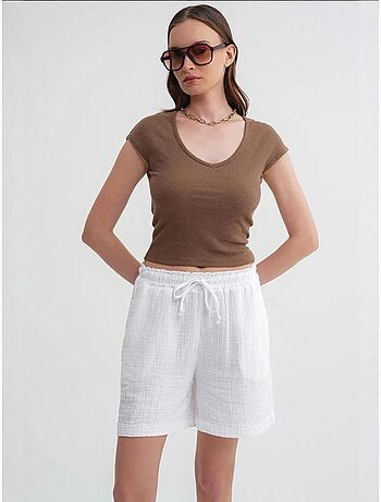 Shorts texturés à taille haute et jambe large mixray