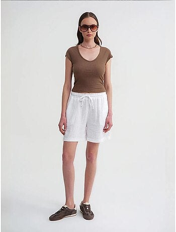 Shorts texturés à taille haute et jambe large mixray