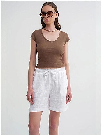 Shorts texturés à taille haute et jambe large mixray