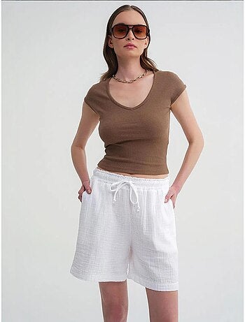 Shorts texturés à taille haute et jambe large mixray