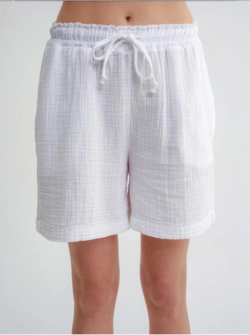 Shorts texturés à taille haute et jambe large mixray Blanc - Kiabi