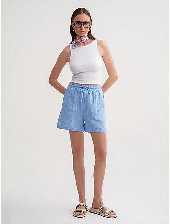 Shorts texturés à taille haute et jambe large mixray