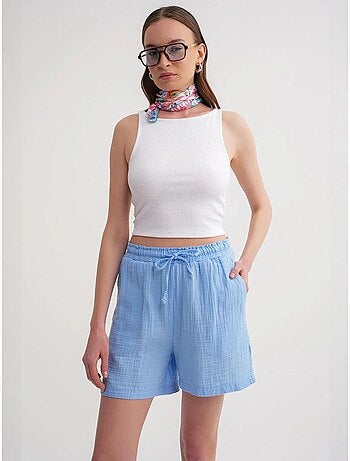 Shorts texturés à taille haute et jambe large mixray