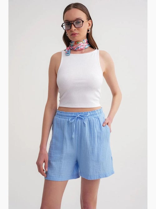 Shorts texturés à taille haute et jambe large mixray - Kiabi Shorts texturés à taille haute et jambe large mixray - Kiabi