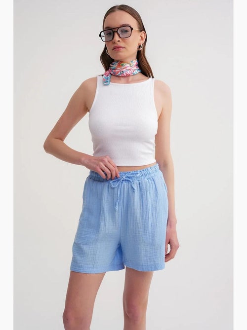 Shorts texturés à taille haute et jambe large mixray - Kiabi Shorts texturés à taille haute et jambe large mixray - Kiabi