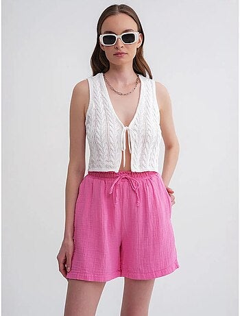 Shorts texturés à taille haute et jambe large mixray