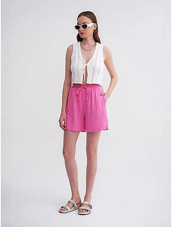 Shorts texturés à taille haute et jambe large mixray