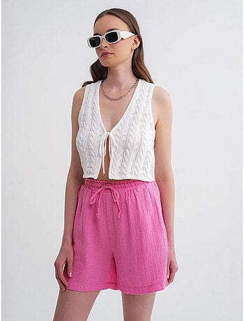 Shorts texturés à taille haute et jambe large mixray
