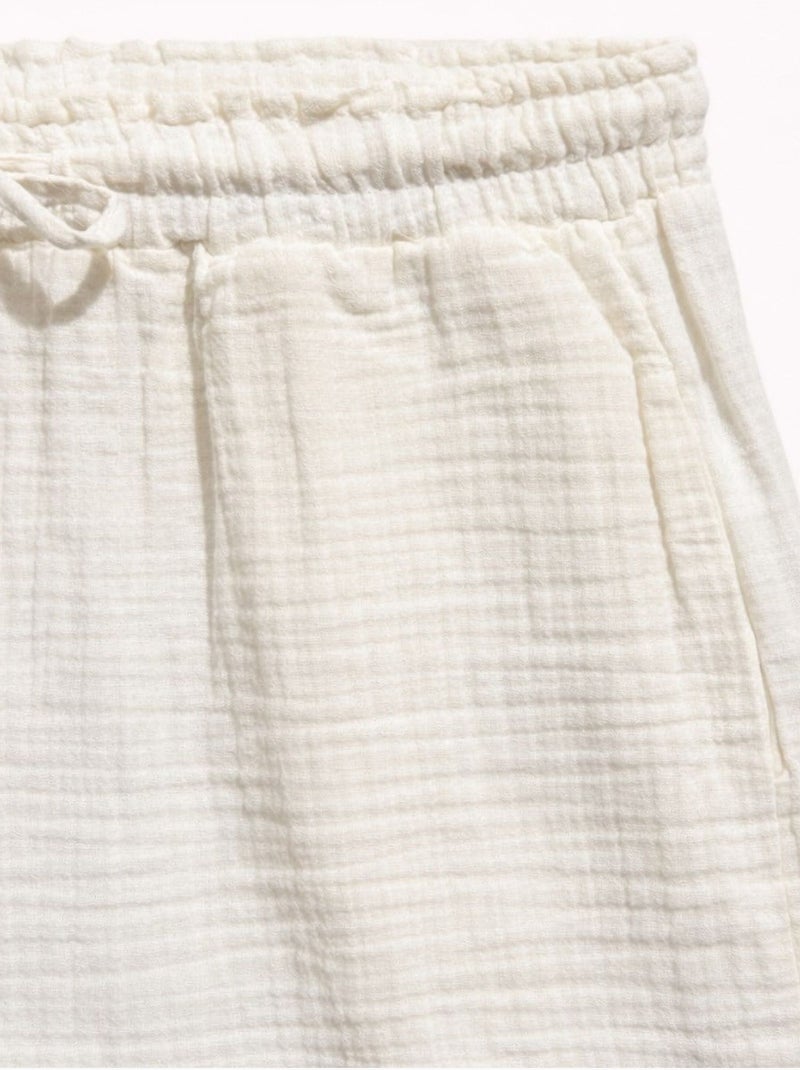 Shorts texturés à taille haute et jambe large mixray Crème - Kiabi