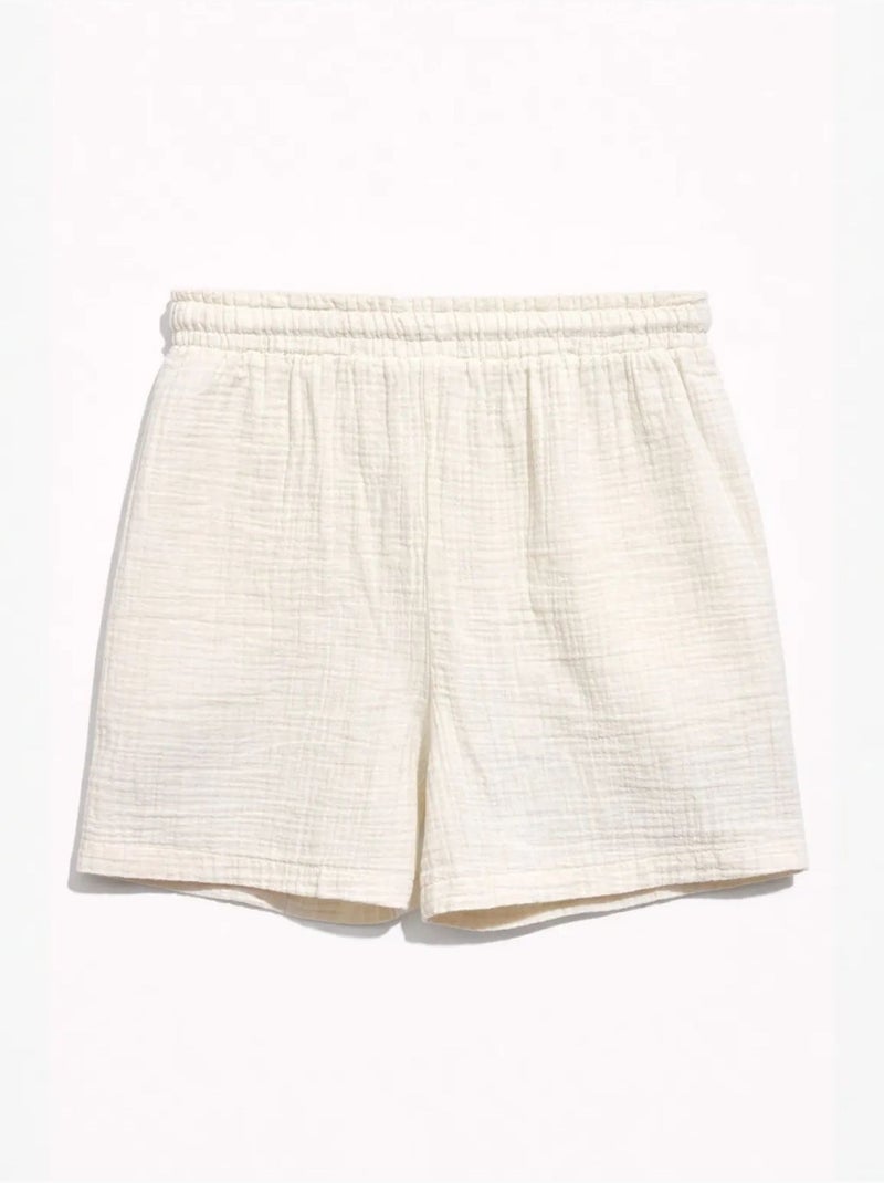 Shorts texturés à taille haute et jambe large mixray Crème - Kiabi