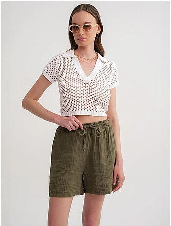 Shorts texturés à taille haute et jambe large mixray