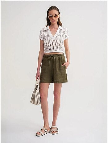 Shorts texturés à taille haute et jambe large mixray