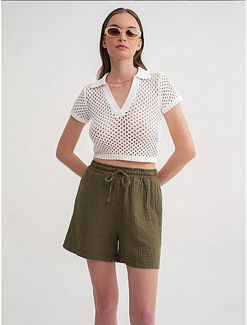 Shorts texturés à taille haute et jambe large mixray