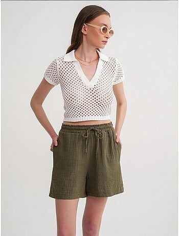 Shorts texturés à taille haute et jambe large mixray