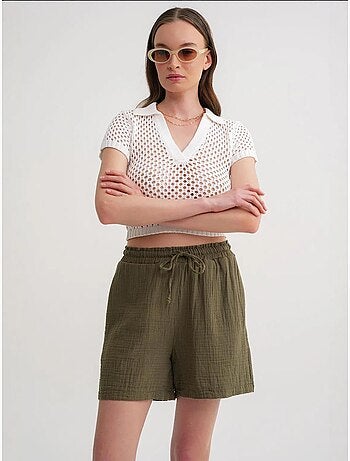 Shorts texturés à taille haute et jambe large mixray