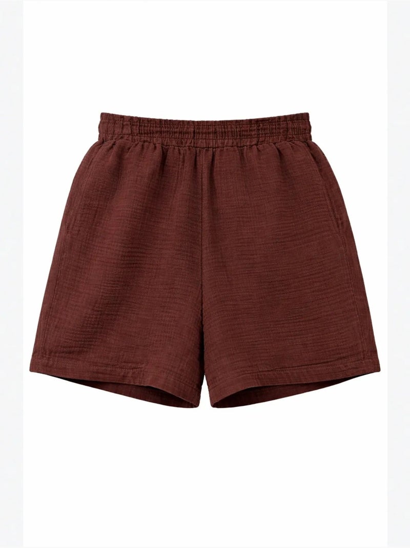 Shorts texturés à taille haute et jambe large mixray Marron - Kiabi